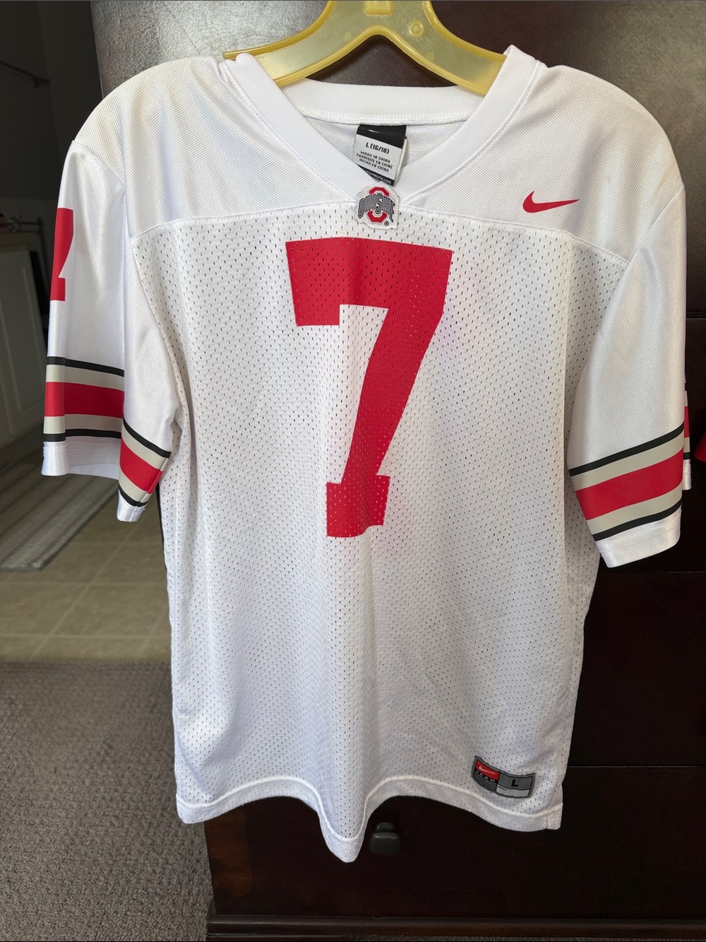 Nike Youth White & Red Football Jersey - #7 Ohio State Style